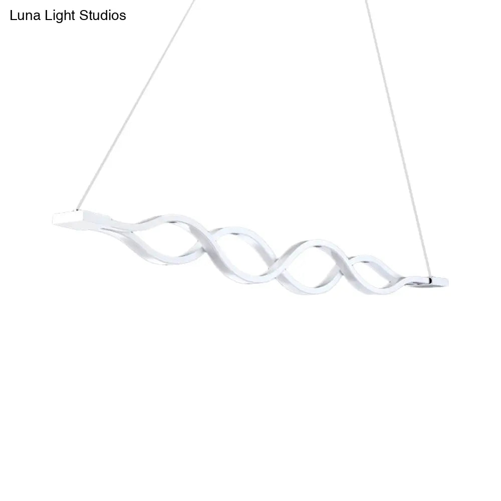 DecorBites™ Minimal 2/4-Light Acrylic LED Island Light Fixture - White Waves Design in Warm/White Light