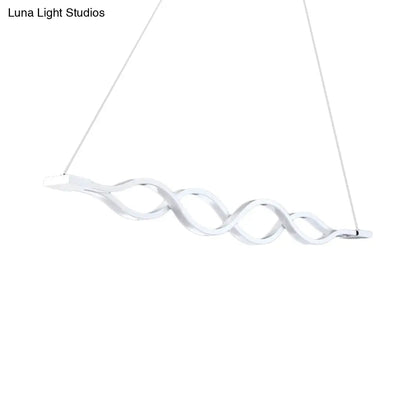 DecorBites™ Minimal 2/4-Light Acrylic LED Island Light Fixture - White Waves Design in Warm/White Light