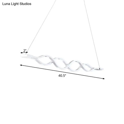 DecorBites™ Minimal 2/4-Light Acrylic LED Island Light Fixture - White Waves Design in Warm/White Light