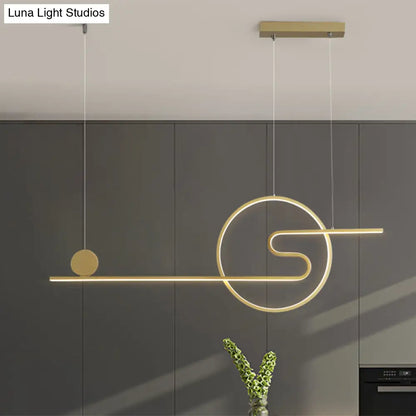 DecorBites™ Minimal Acrylic Linear LED Island Light with Sun and Cloud Design - Warm/White Light - Black/White/Gold