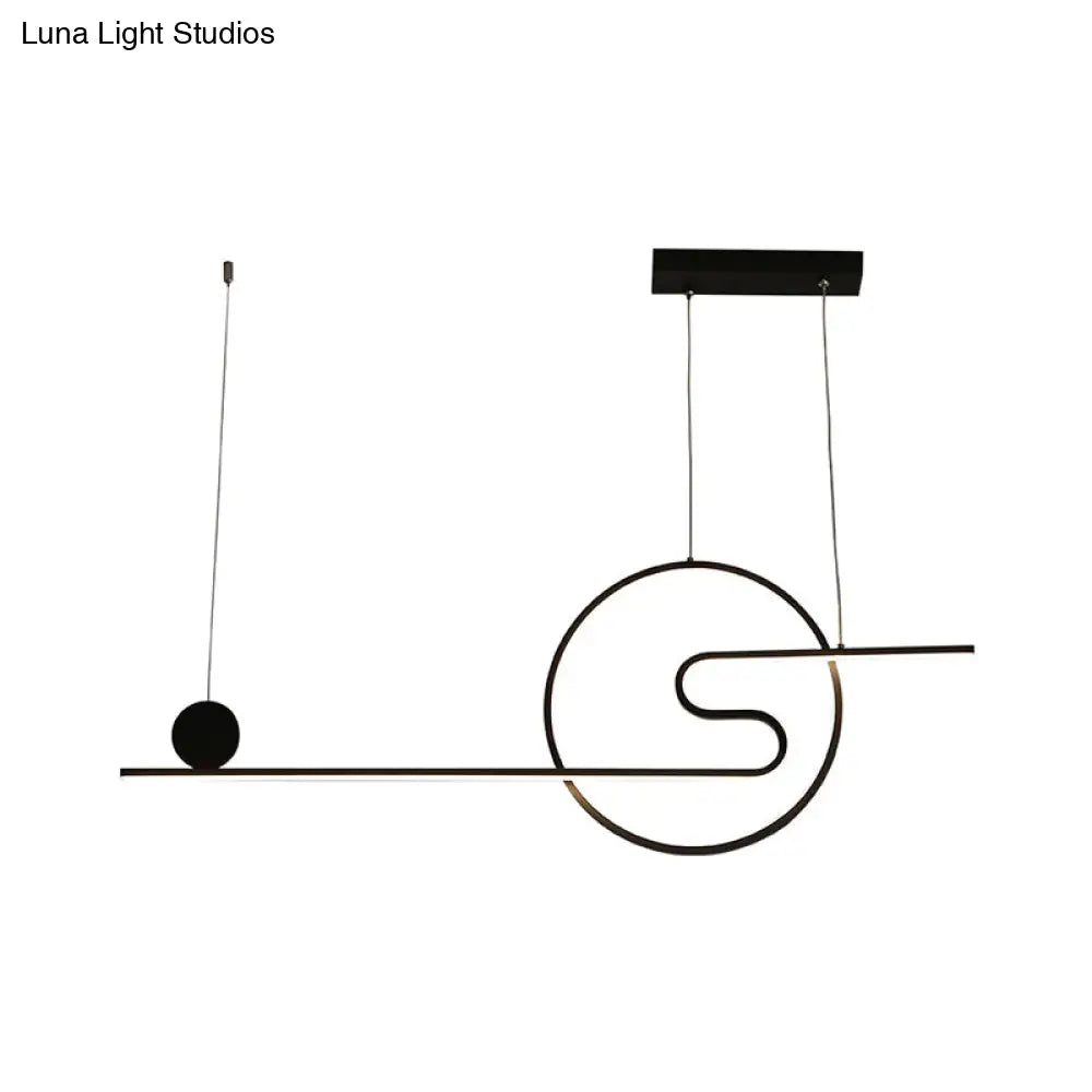 DecorBites™ Minimal Acrylic Linear LED Island Light with Sun and Cloud Design - Warm/White Light - Black/White/Gold