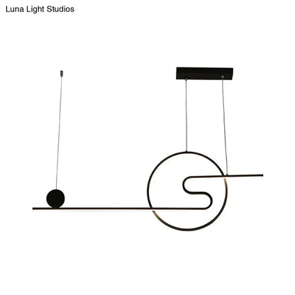 DecorBites™ Minimal Acrylic Linear LED Island Light with Sun and Cloud Design - Warm/White Light - Black/White/Gold