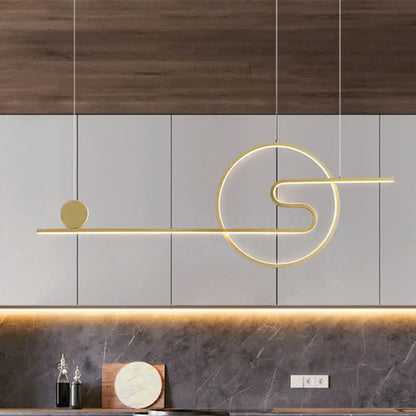 DecorBites™ Minimal Acrylic Linear LED Island Light with Sun and Cloud Design - Warm/White Light - Black/White/Gold