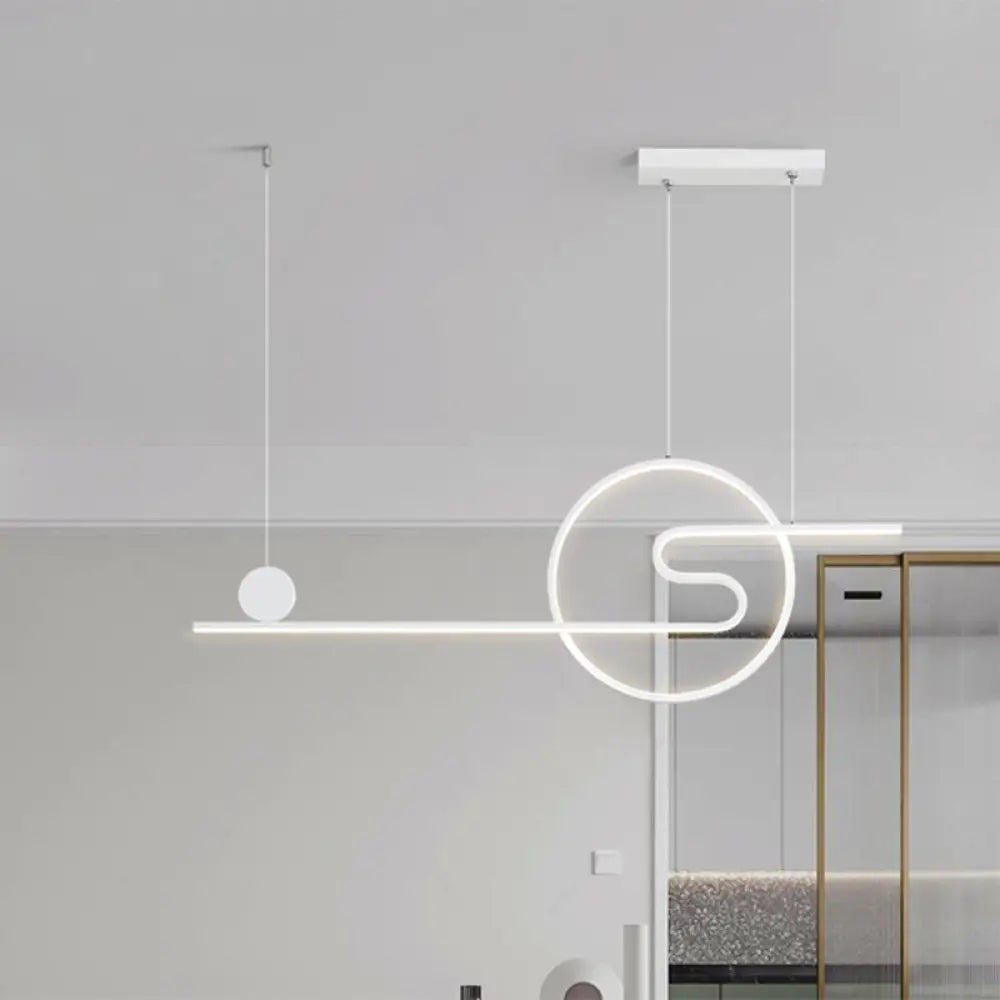 DecorBites™ Minimal Acrylic Linear LED Island Light with Sun and Cloud Design - Warm/White Light - Black/White/Gold