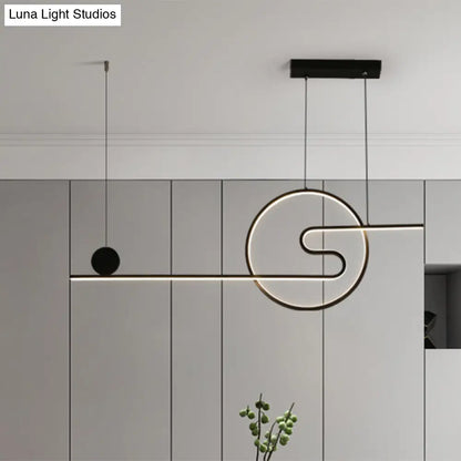 DecorBites™ Minimal Acrylic Linear LED Island Light with Sun and Cloud Design - Warm/White Light - Black/White/Gold