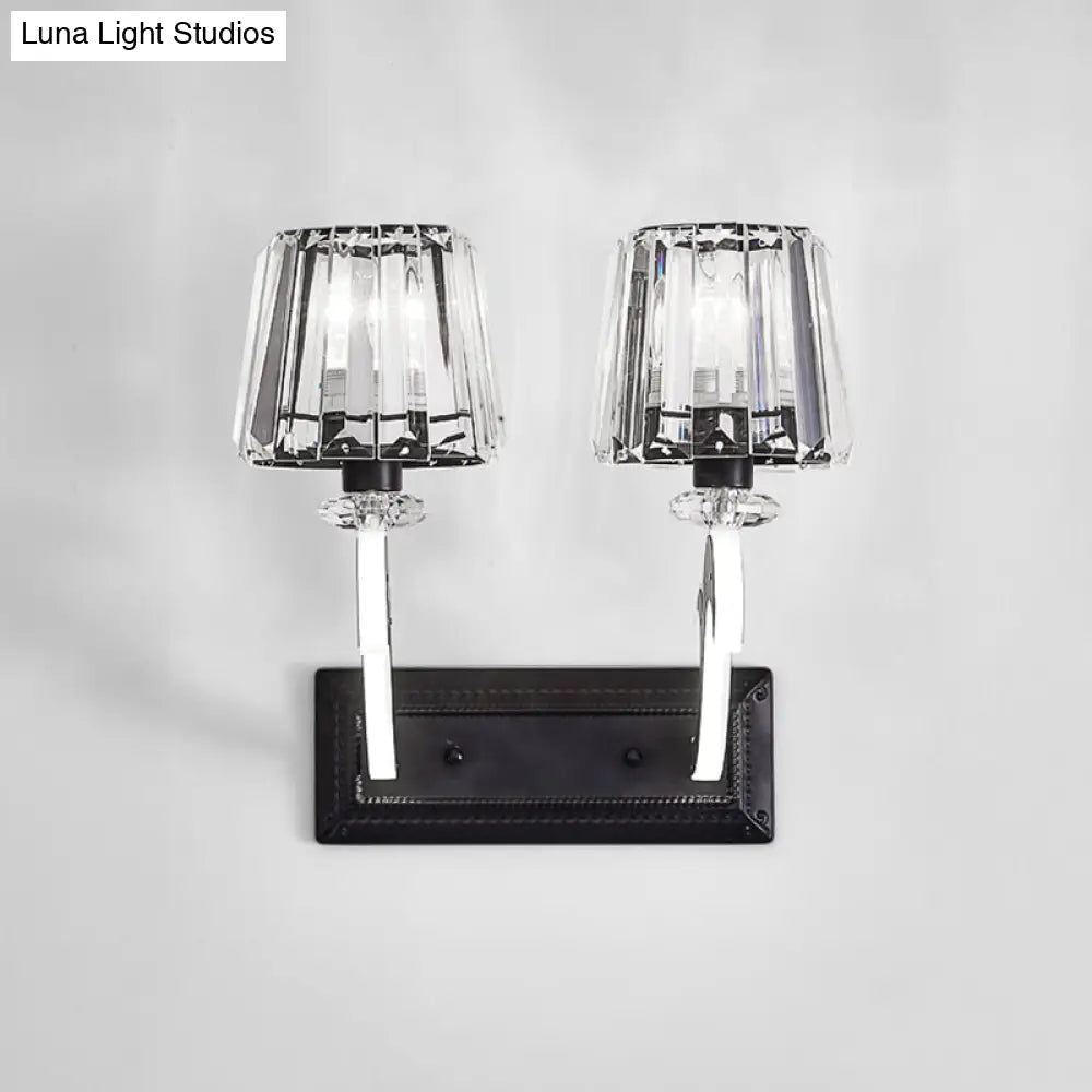 DecorBites™ Minimal Black Crystal Wall Lamp with Cone Shade and Wall Mount for Bedroom