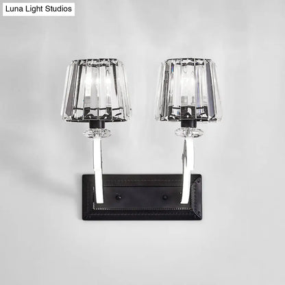 DecorBites™ Minimal Black Crystal Wall Lamp with Cone Shade and Wall Mount for Bedroom