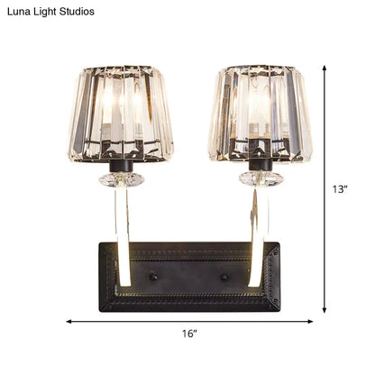 DecorBites™ Minimal Black Crystal Wall Lamp with Cone Shade and Wall Mount for Bedroom
