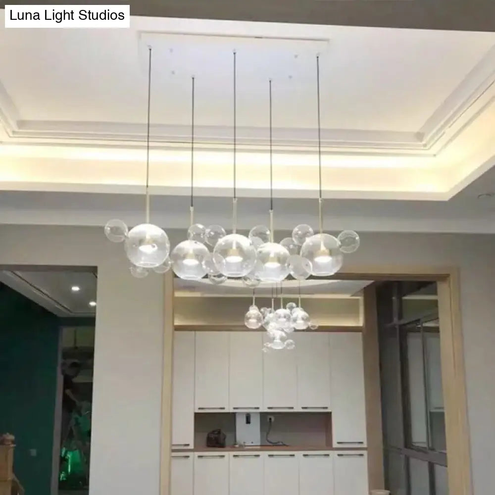 DecorBites™ Minimal Brass Bubble Pendant Light with 5 Clear Glass Heads