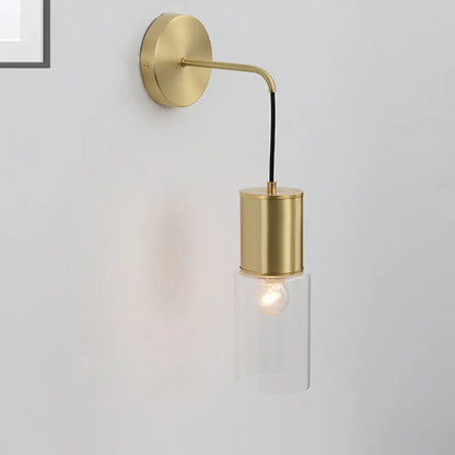 DecorBites™ Minimal Brass Tube Wall Sconce Light with Clear Glass Mount - Single Light Lamp Kit