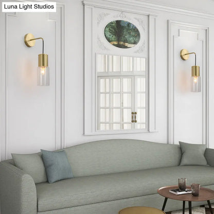 DecorBites™ Minimal Brass Tube Wall Sconce Light with Clear Glass Mount - Single Light Lamp Kit