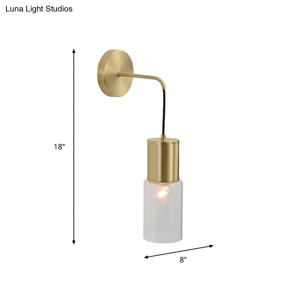 DecorBites™ Minimal Brass Tube Wall Sconce Light with Clear Glass Mount - Single Light Lamp Kit