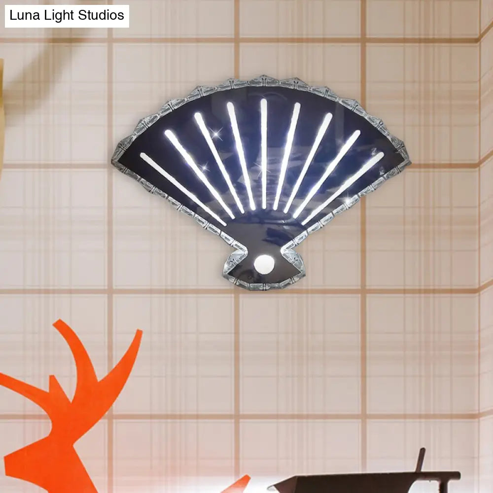 DecorBites™ Minimal LED Crystal Wall Lamp - Black Fan Design with Adjustable Warm/White Lighting