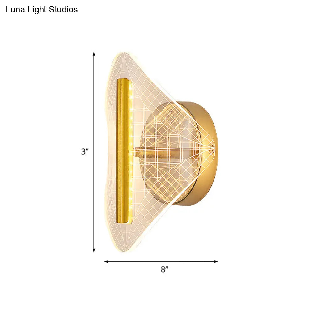 DecorBites™ Minimal LED Gold Sconce - Metallic Geometric Wall Light for Living Room in White/Warm