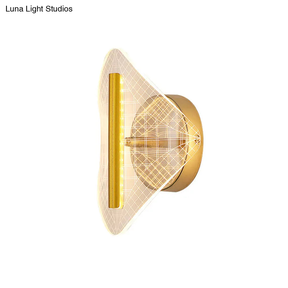 DecorBites™ Minimal LED Gold Sconce - Metallic Geometric Wall Light for Living Room in White/Warm