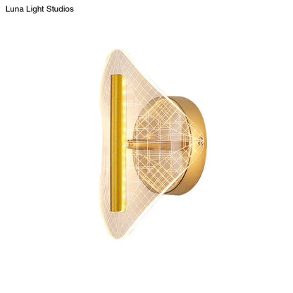 DecorBites™ Minimal LED Gold Sconce - Metallic Geometric Wall Light for Living Room in White/Warm