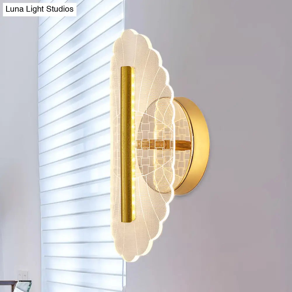 DecorBites™ Minimal LED Gold Sconce - Metallic Geometric Wall Light for Living Room in White/Warm