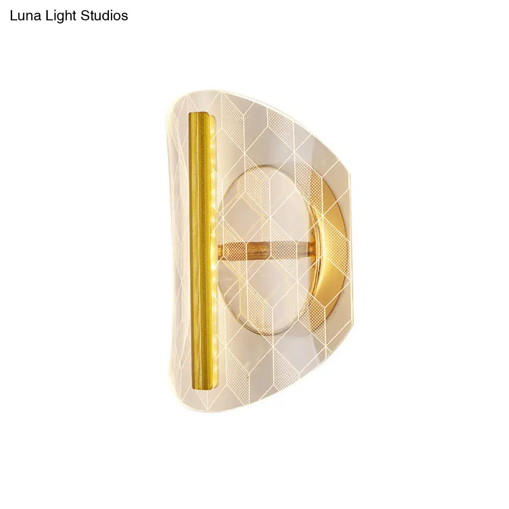 DecorBites™ Minimal LED Gold Sconce - Metallic Geometric Wall Light for Living Room in White/Warm