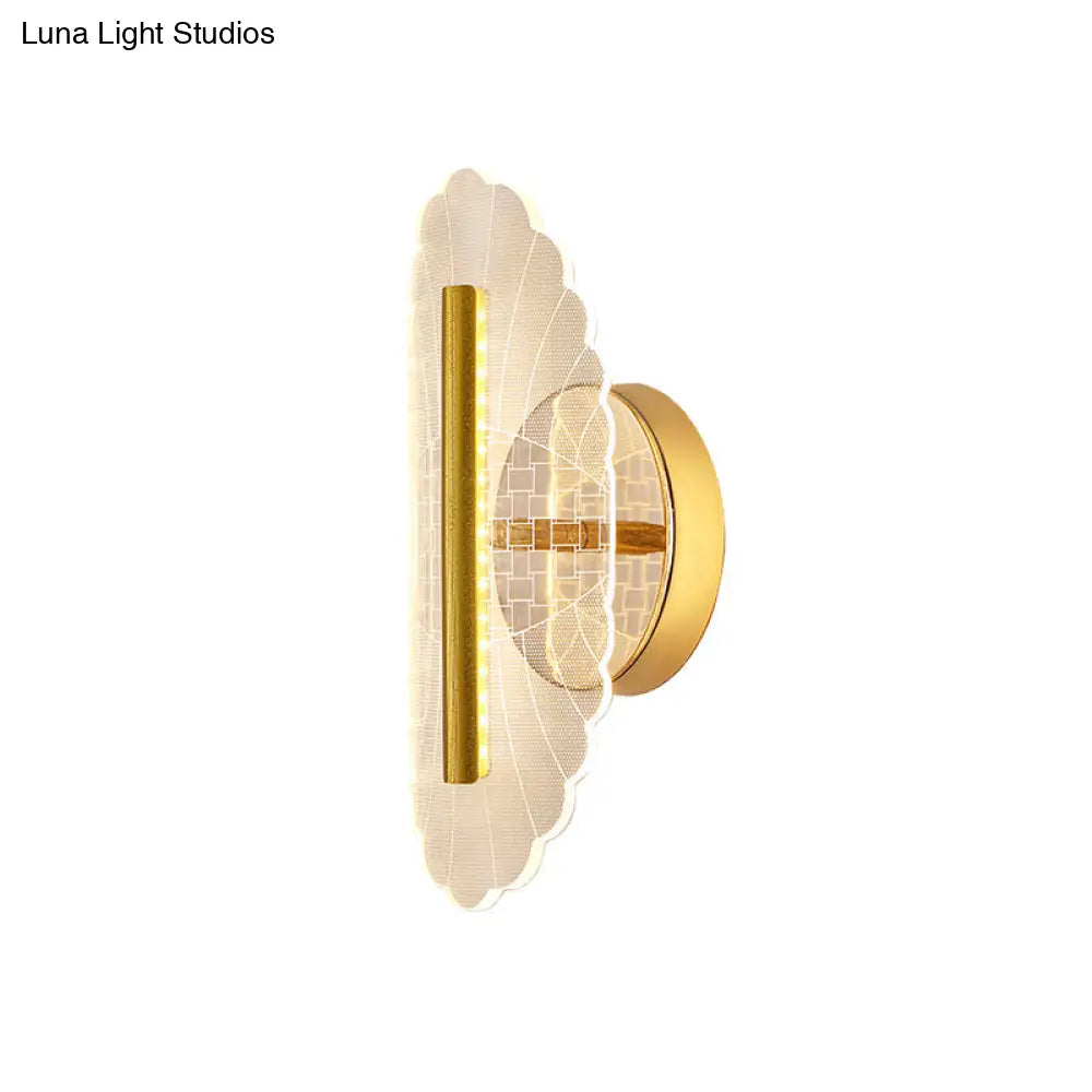 DecorBites™ Minimal LED Gold Sconce - Metallic Geometric Wall Light for Living Room in White/Warm