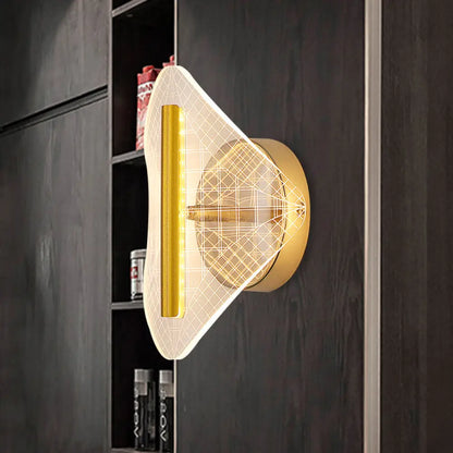 DecorBites™ Minimal LED Gold Sconce - Metallic Geometric Wall Light for Living Room in White/Warm