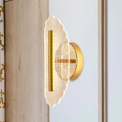 DecorBites™ Minimal LED Gold Sconce - Metallic Geometric Wall Light for Living Room in White/Warm