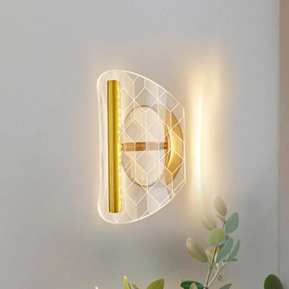 DecorBites™ Minimal LED Gold Sconce - Metallic Geometric Wall Light for Living Room in White/Warm
