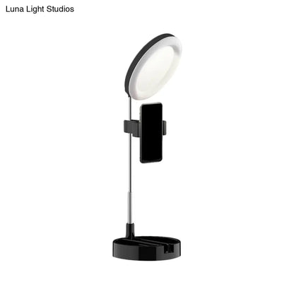 DecorBites™ Minimal LED Makeup Lighting Mobile Phone Holder with USB Fill Flush Lamp in Black/White/Pink
