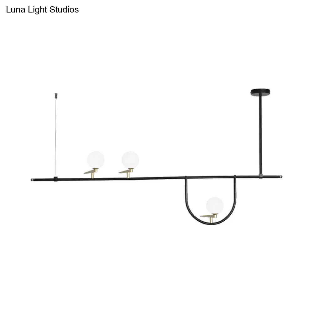 DecorBites™ Minimal Metal Island Pendant Light with Opal Glass Shade (Black, 3 Heads)