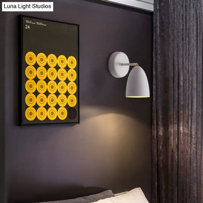 DecorBites™ Minimalist 1-Bulb White Wall Sconce Light with Metal Shade