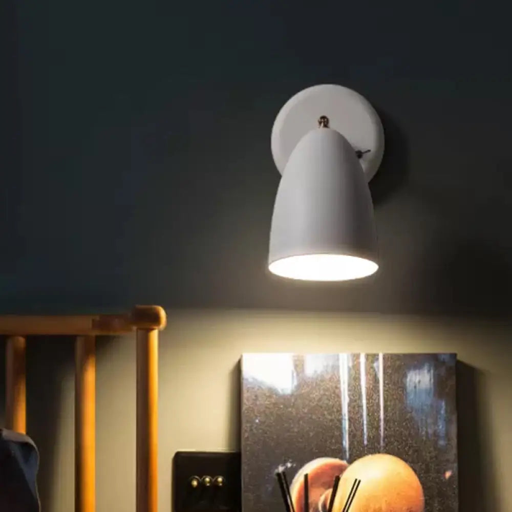 DecorBites™ Minimalist 1-Bulb White Wall Sconce Light with Metal Shade