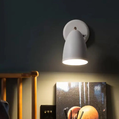 DecorBites™ Minimalist 1-Bulb White Wall Sconce Light with Metal Shade