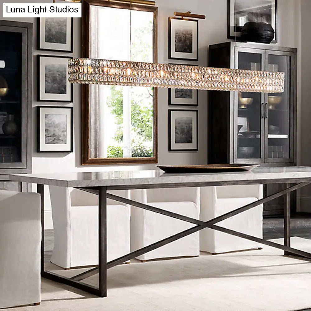 DecorBites™ Minimalist 10-Light K9 Crystal Pendant Chandelier in Gold for Kitchen Island