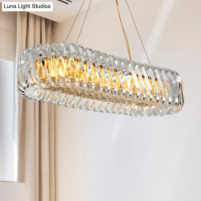 DecorBites™ Minimalist 12-Light Clear Crystal Oval Island Lamp Pendant for Dining Room