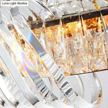 DecorBites™ Minimalist 12-Light Clear Crystal Oval Island Lamp Pendant for Dining Room