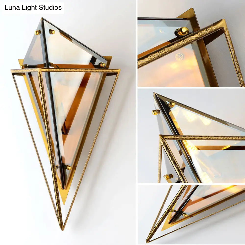 DecorBites™ Minimalist 2-Bulb Crystal Sconce in Amber/Smoke Gray for Living Room - Diamond Wall Light Fixture