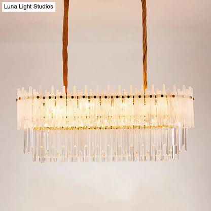 DecorBites™ Minimalist 9-Light Crystal Chandelier for Dining Room - Clear Island Lighting