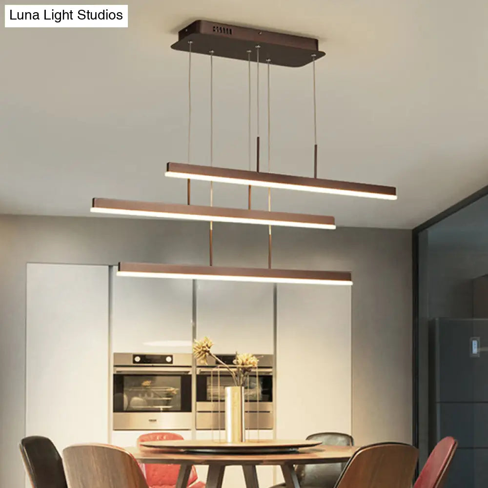 DecorBites™ Minimalist Acrylic 3-Tiered Pendant Light for Dining Room or Kitchen Island - Coffee with LED Illumination