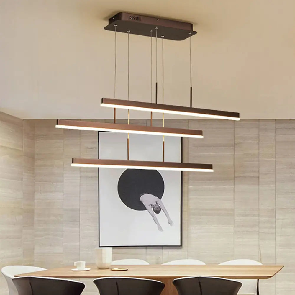 DecorBites™ Minimalist Acrylic 3-Tiered Pendant Light for Dining Room or Kitchen Island - Coffee with LED Illumination
