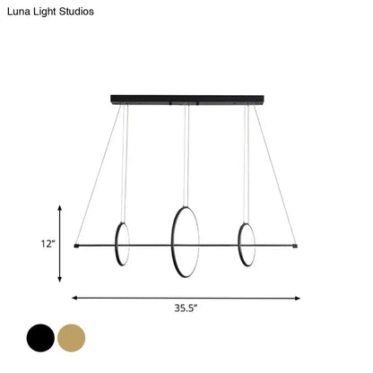 DecorBites™ Minimalist Acrylic LED Pendant Lamp in Black/Gold, Warm/White Light - 35.5"/43" Width