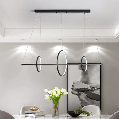 DecorBites™ Minimalist Acrylic LED Pendant Lamp in Black/Gold, Warm/White Light - 35.5"/43" Width