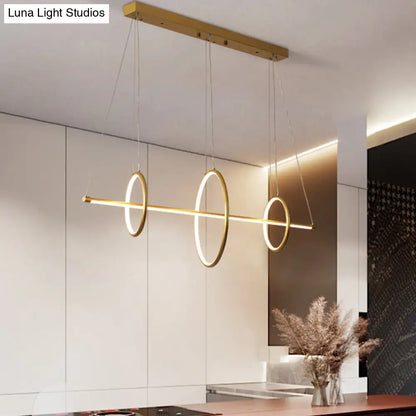 DecorBites™ Minimalist Acrylic LED Pendant Lamp in Black/Gold, Warm/White Light - 35.5"/43" Width