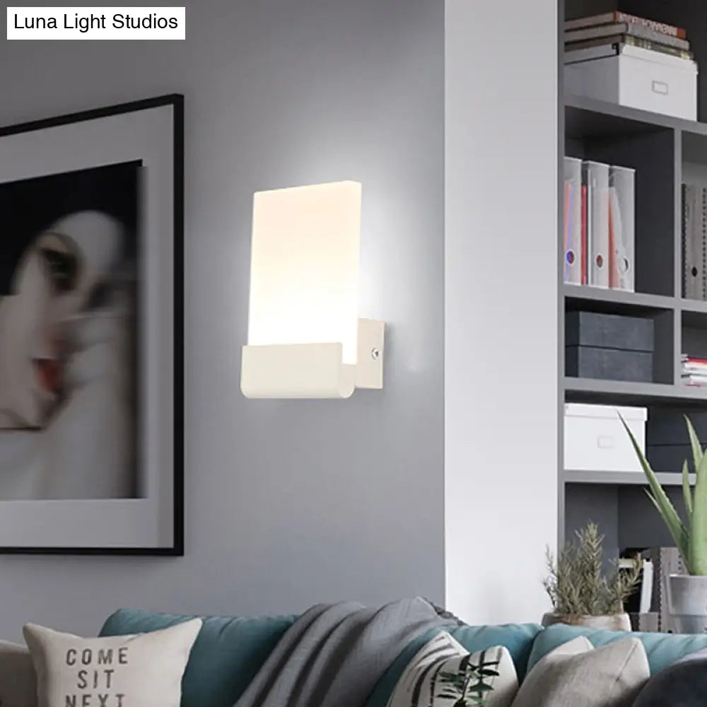 DecorBites™ Minimalist Acrylic Rectangle Wall Mount LED Sconce Lamp - Bedside Light with Warm/White Glow