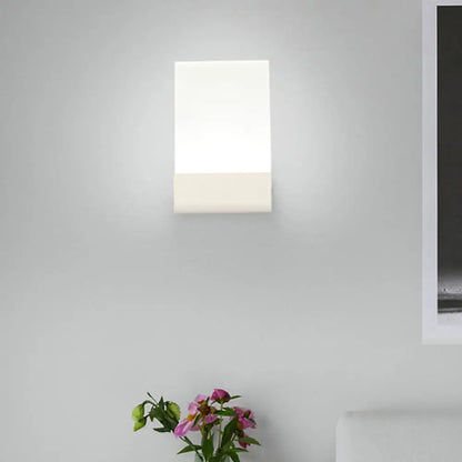 DecorBites™ Minimalist Acrylic Rectangle Wall Mount LED Sconce Lamp - Bedside Light with Warm/White Glow
