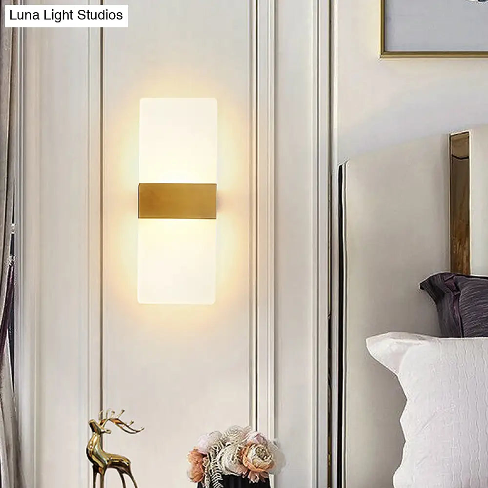 DecorBites™ Minimalist Acrylic Wall Sconce with Gold Band and Warm/White Light - Perfect for Bedside