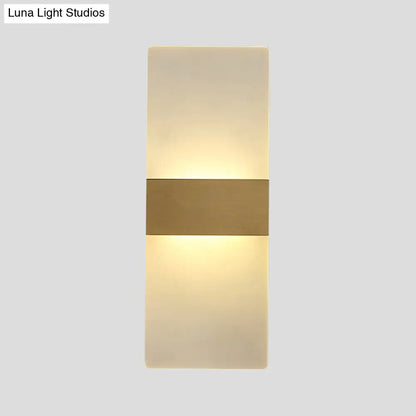 DecorBites™ Minimalist Acrylic Wall Sconce with Gold Band and Warm/White Light - Perfect for Bedside