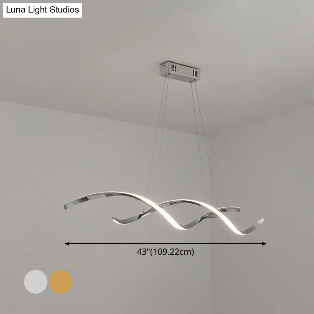 DecorBites™ Minimalist Aluminum Wave Shaped Pendant Light - Adjustable Cord, LED Island Lighting