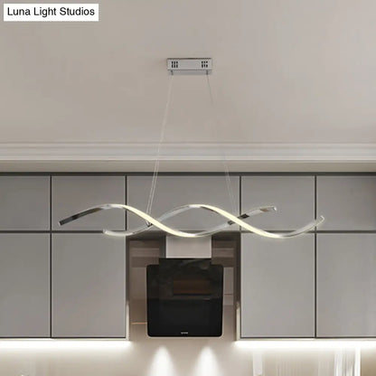 DecorBites™ Minimalist Aluminum Wave Shaped Pendant Light - Adjustable Cord, LED Island Lighting