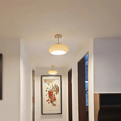 Minimalist amber glass copper led ceiling light for hallway