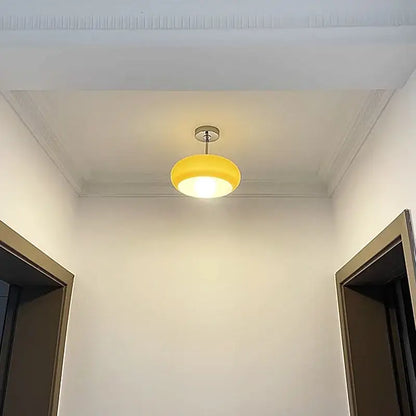 Minimalist amber glass copper led ceiling light for hallway