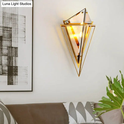 Minimalist amber & smoke gray diamond wall light living room sconce